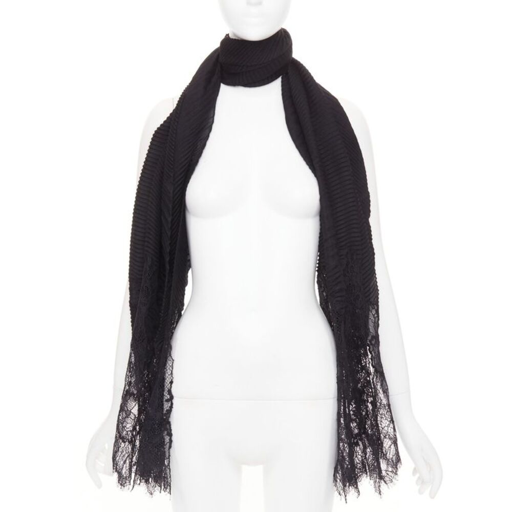 Valentino Pleated Floral Lace Cashmere Scarf